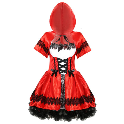 Adult Little Red Riding Hood Halloween Costume. Dress with Hooded Shoulder Cape included