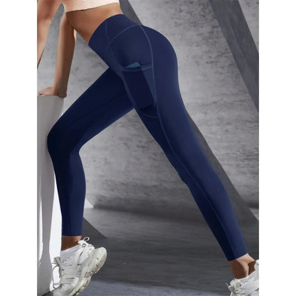 High Waisted Leggings Stretch Yoga Pants With Pockets Fitness Sportswear