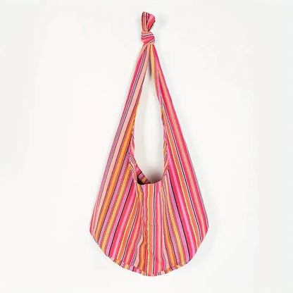 Bohemian Canvas Shoulder Crossbody Bag, Large Capacity, Ethnic Style Tote Bag