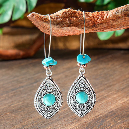 Vintage Tibetan Silver Geometric Turquoise Drop Dangle Earrings. 34 Variations