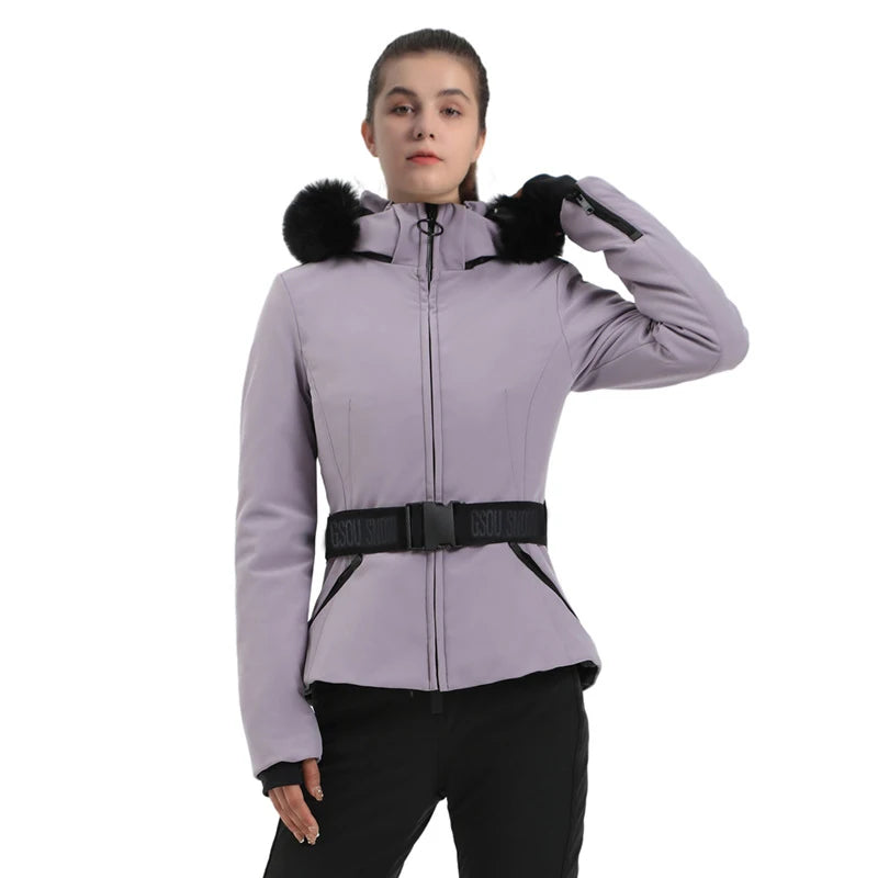 Warm Windproof Hooded Ski Jacket in 8 colors, including Black and White Houndstooth. Ski Pants Sold Separately