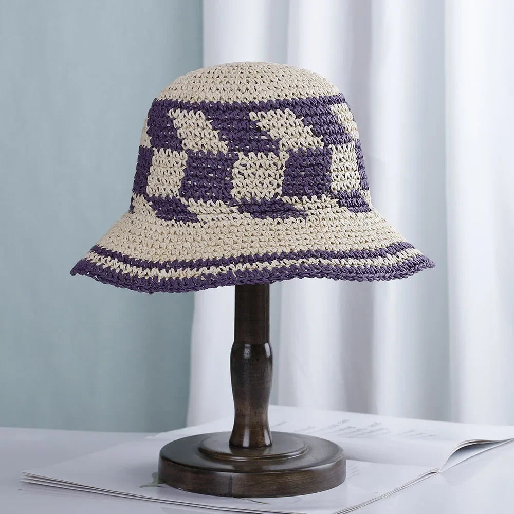 Bright Colored Floweed Crocheted Fisherman Hat