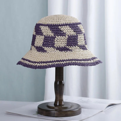 Bright Colored Floweed Crocheted Fisherman Hat