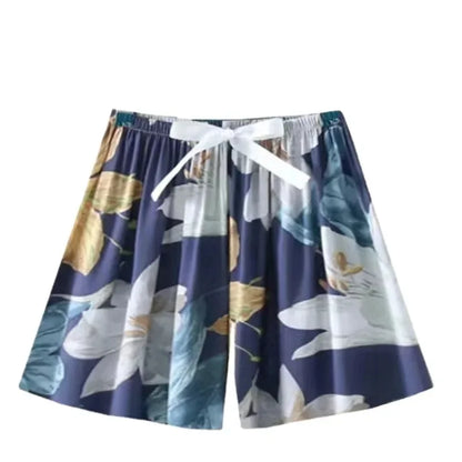 Sizes to 2XL, Women Casual Boho High Waist Shorts Beach Lightweight Printed Drawstrings Elastic Waist
