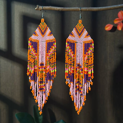 Colorful Bohemian Native American Inspired Dangle Earrings