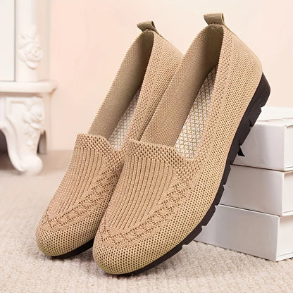 Women's Solid Color Knit Loafers Lightweight,  Anti Slip Flat Shoes for Casual Wear, Come in 4 colors