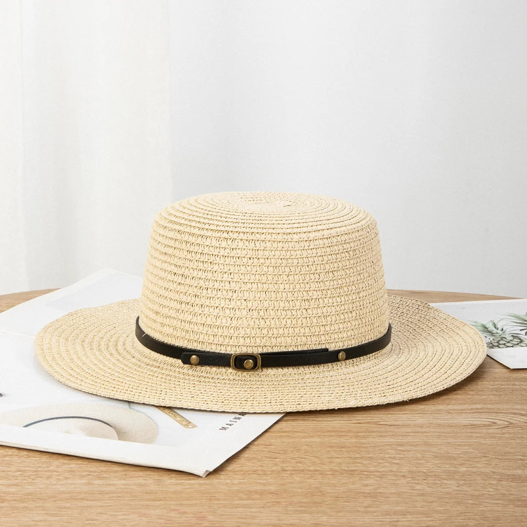 Summer Wide Brim Panama Hat, Unisex, Belted Brim, Sunshade