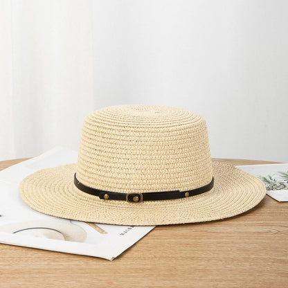 Summer Wide Brim Panama Hat, Unisex, Belted Brim, Sunshade