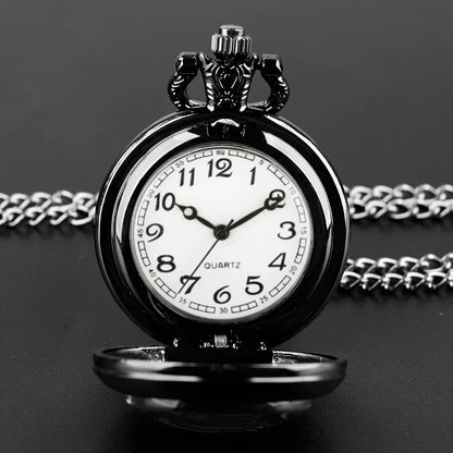 Unique Vintage Black Crow Mini Quartz Pocket Watch, Necklace Pendant With World Time Feature,