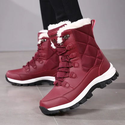 Snow Boots, Warm and Waterproof, Lace Up, Fleece Lined