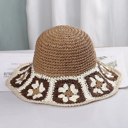 Bright Colored Floweed Crocheted Fisherman Hat
