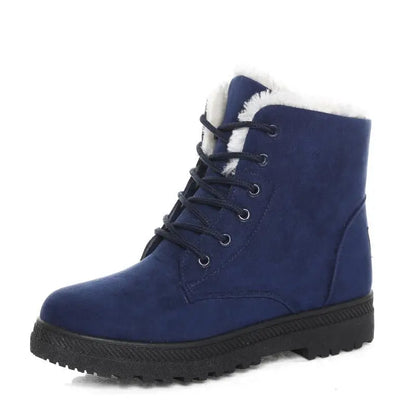 Crestar Winter Snow Boots for Women Warm Fur Lined, Ankle Boots, Lace Up, Non-Slip in Dark and Light Blue, Khaki, Red, and Black