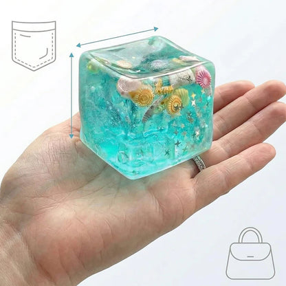Ocean Shell Squishy Stress Balls Fidget Toy, Super Soft Transparent Star Maltose Cubes Squeeze.Both Adult and Kids' Stress Relief