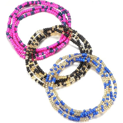 3 Piece Set of Waist Beads for low-rise pants or bikini wear. 10 different set colors to choose from