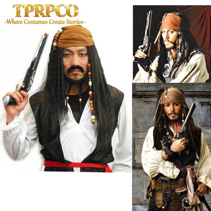 Pirate Captain Jack Sparrow Wig and Hat, Pirates of the Caribbean Cosplay Accessories