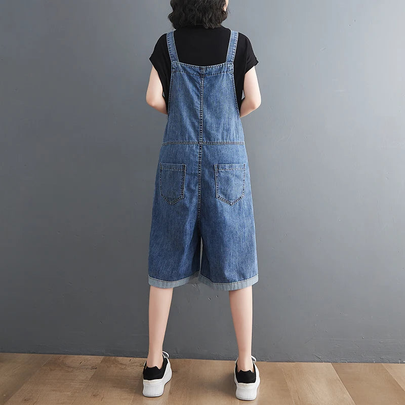 Jean Short Jumpsuits Long , Loose Shorts  Baggy Bibbed Overalls Pants
