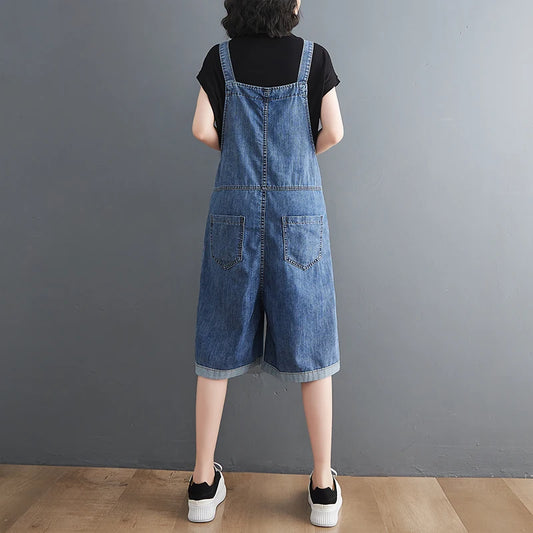 Jean Short Jumpsuits Long , Loose Shorts  Baggy Bibbed Overalls Pants