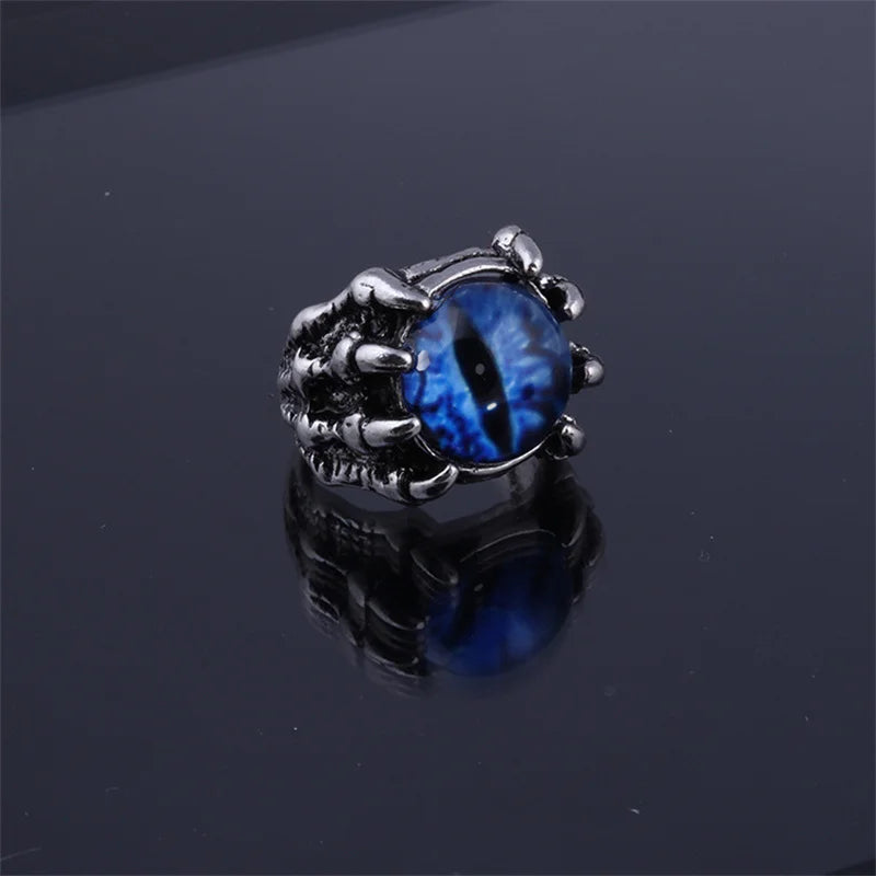 Retro Gothic Unisex Punk Rings, Evil Eye in Dragon Claw. 5 colors
