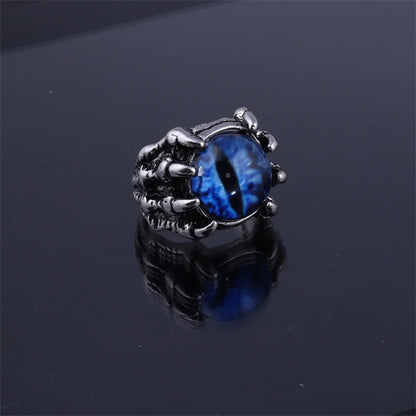 Retro Gothic Unisex Punk Rings, Evil Eye in Dragon Claw. 5 colors