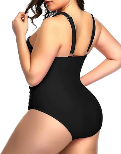 Sizes to 5XL One Piece Swimsuits Front Top Cross Tummy Control Also Comes in Black