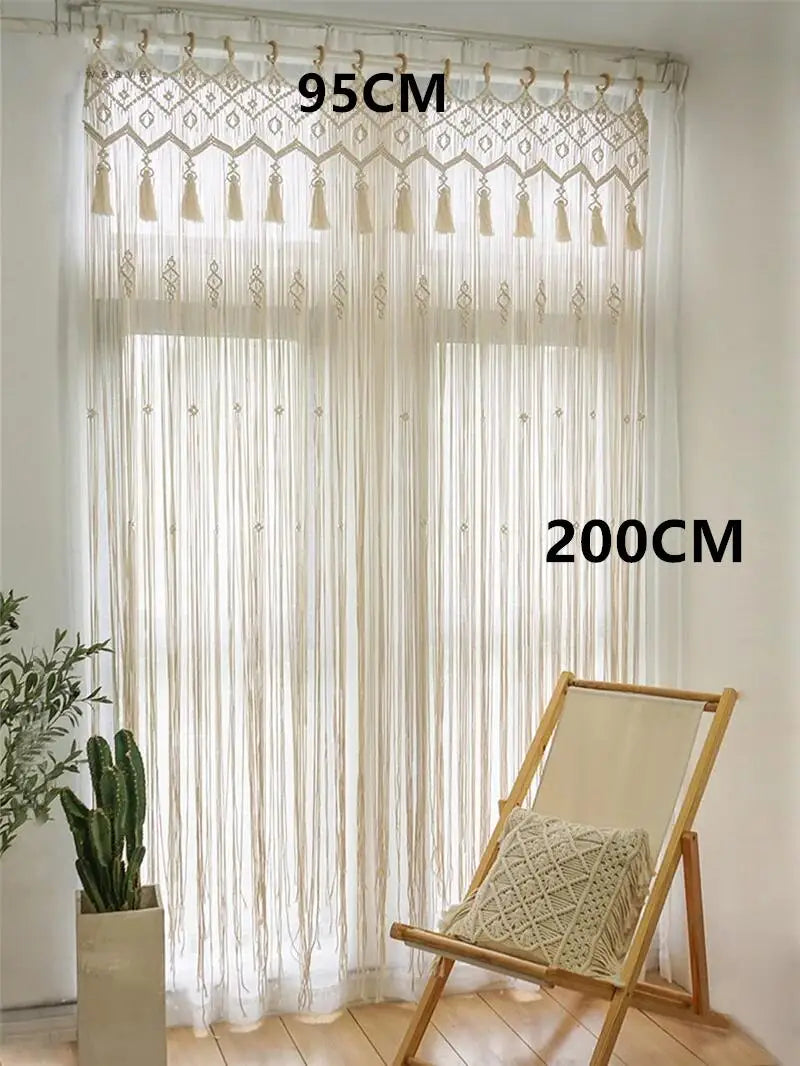 Hand-woven Macrame Cotton Tapestry Curtain, Wall Hanging Art Tapestry, Boho Decoration, Bohemian Wedding Backdrop Tapestry
