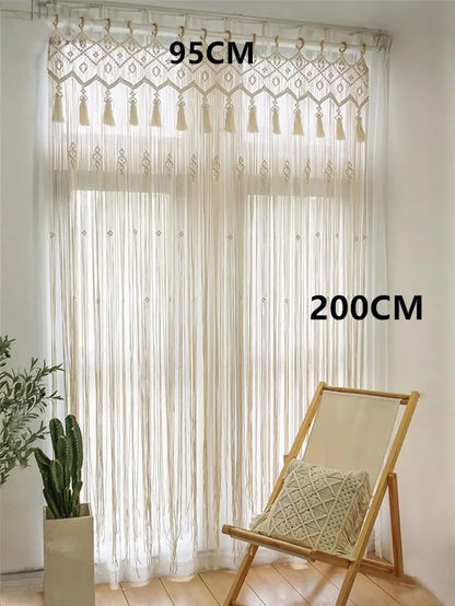 Hand-woven Macrame Cotton Tapestry Curtain, Wall Hanging Art Tapestry, Boho Decoration, Bohemian Wedding Backdrop Tapestry