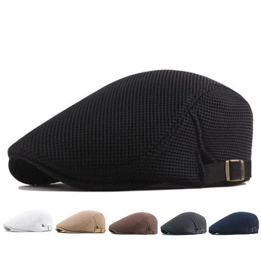 Mesh Newsboy Caps, British Painters Hats, Ventilated Berets, Adjustable Flat Cap