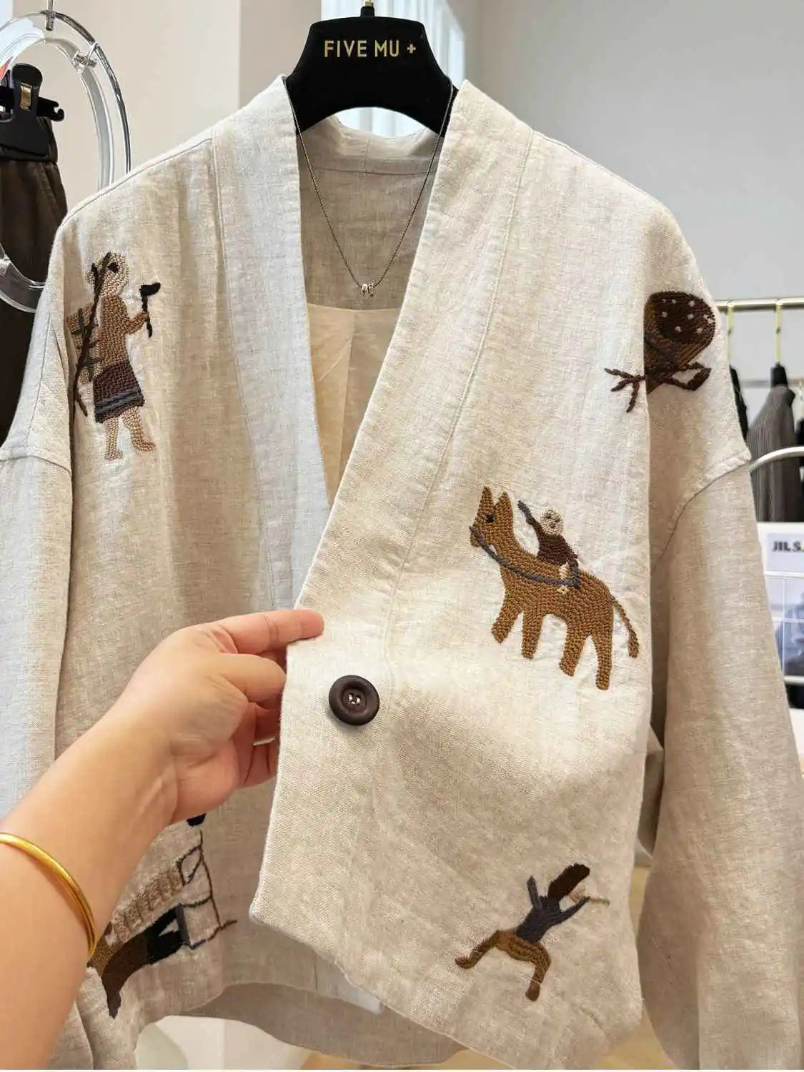Heavy Embroidered Vintage Jacket Ethnic Style Loose Casual Shirt-Jacket for Spring/Fall Boho Chic