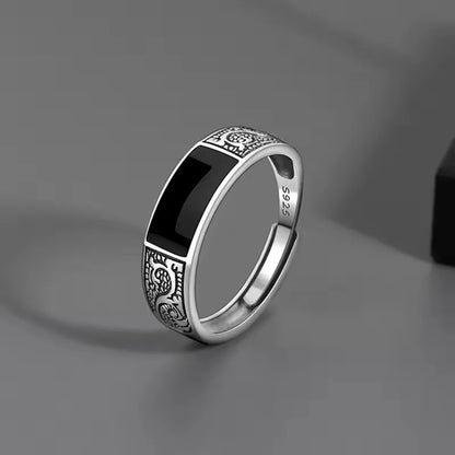 Sterling Silver Rings INS Fashion Vintage Hollow Lines  Adjustable  Jewelry