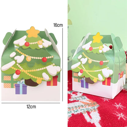 Christmas Square Cardstock Gift Bags, Sturdy Reusable