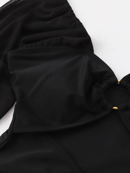 One Piece Solid Long Sleeve Sun Protection Swimwear