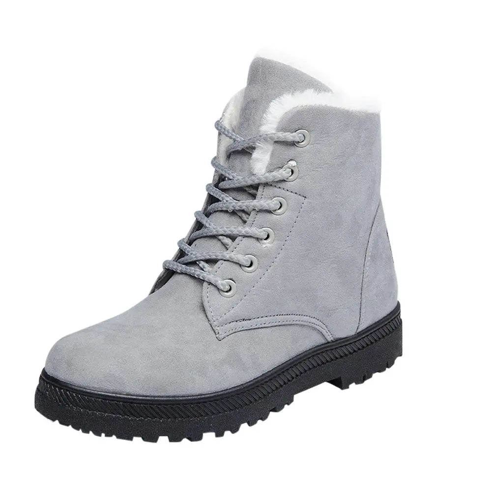 Crestar Winter Snow Boots for Women Warm Fur Lined, Ankle Boots, Lace Up, Non-Slip in Dark and Light Blue, Khaki, Red, and Black