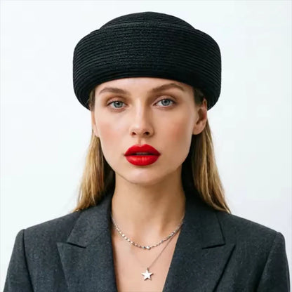 Straw Pillbox Hat  in 4 colors