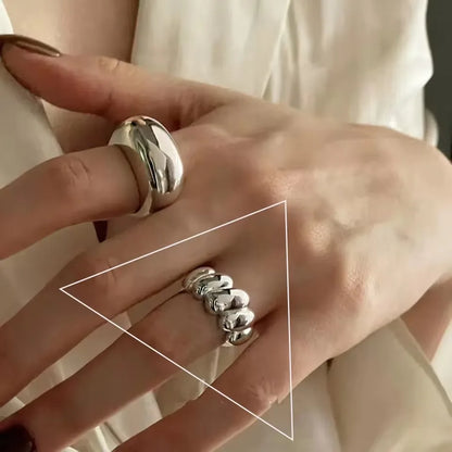 Sterling Silver Rings INS Fashion Vintage Hollow Lines  Adjustable  Jewelry