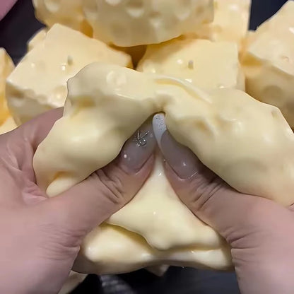 Crunchy Squishy Cheese Cube  Fidget Toy Sensory Anti-Stress Toys