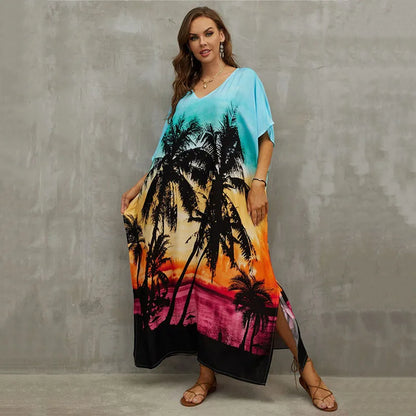 Plus Size Kaftan Dresses for Lounging or Cover-Up at the Beach. Several Designs