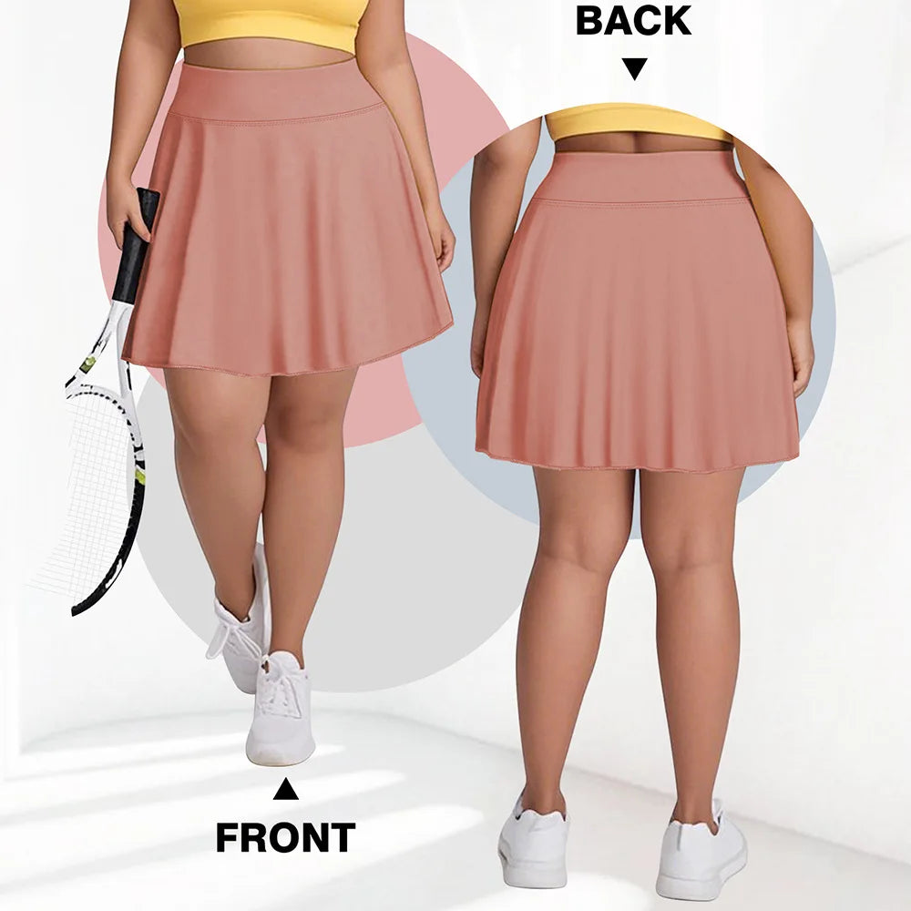 Sizes to 5XL  Pocketed Short Stretchy Knit Skirt, Shorts under Skirt