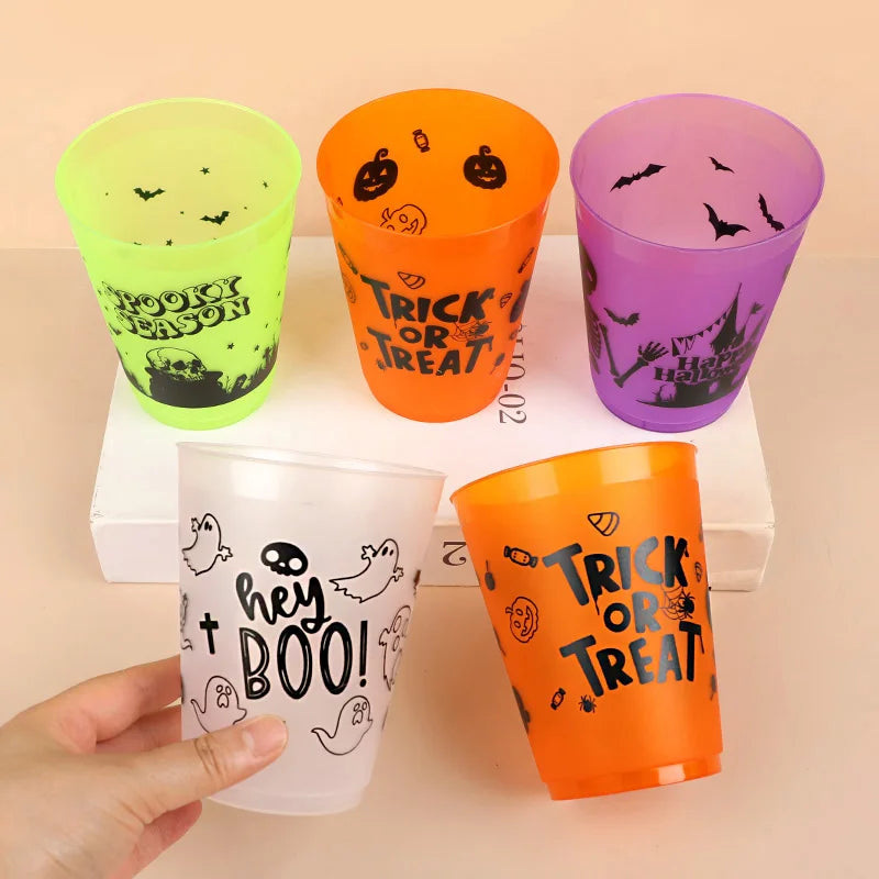 24Pcs Halloween Drinking Cups, Boo, Skeleton, Happy Halloween, Trick or Treat, and more for a Colorfully Spooky Halloween Party