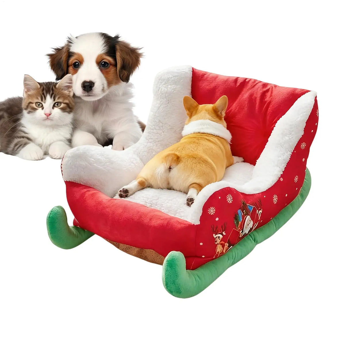 Washable Dog Christmas Sled Anti-slip bottom for Small, Medium, Cats, Dogs, Christmas Decor
