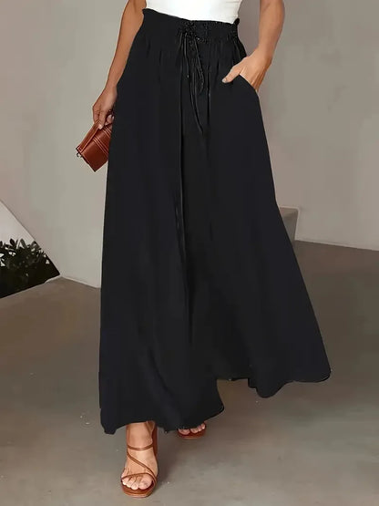 Bohemian Extra Wide-Leg Pants with Elastic Waist  Available in Sizes S to 2XL