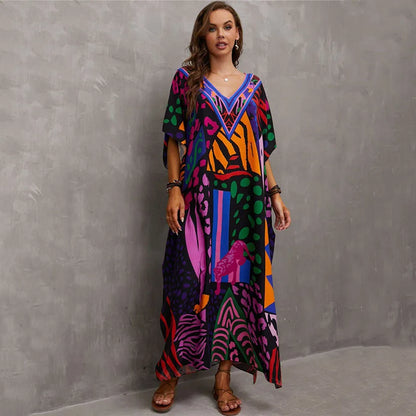 Plus Size Kaftan Dresses for Lounging or Cover-Up at the Beach. Several Designs
