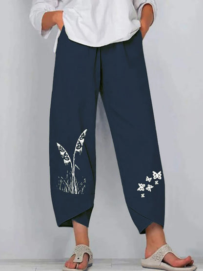 18 Solid and Patterned Cotton Linen Harem Pants, Wide Leg Trousers with Pockets