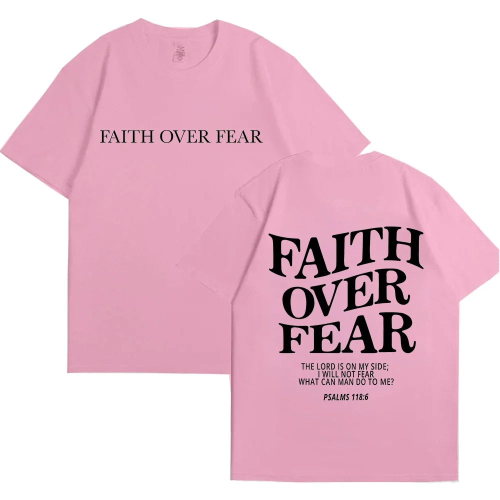 Sizes to 3XL Wide Variety of Colors "Faith Over Fear" T-shirts Christian Clothes Sportswear Bible verse