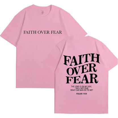 Sizes to 3XL Wide Variety of Colors "Faith Over Fear" T-shirts Christian Clothes Sportswear Bible verse