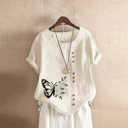 Sizes to 5XL Cotton Linen Vintage T-shirt Casual Loose Long Shirts with rolled sleeves.