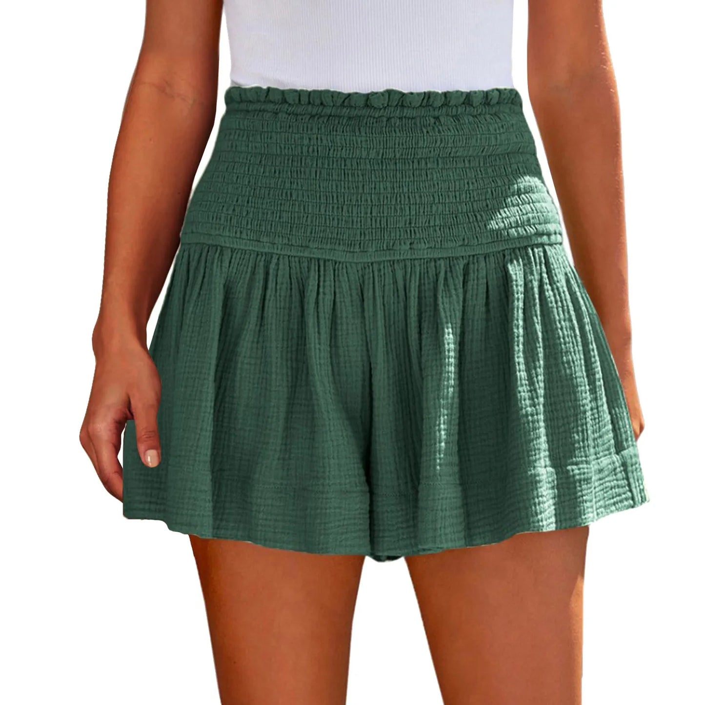 Sizes to 2XL, Elastic Waist Casual, Soft, Solid Colors, Breathable, Very Wide Leg Shorts
