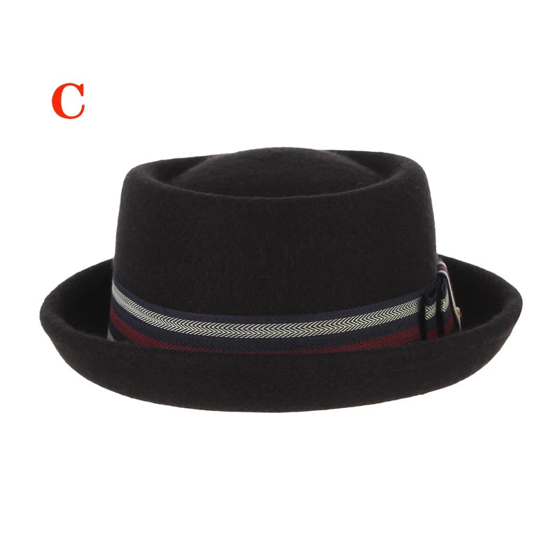 100% Wool Pork Pie Fedora Hat for Women and Men