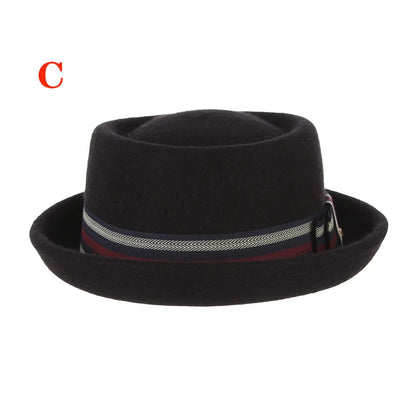 100% Wool Pork Pie Fedora Hat for Women and Men