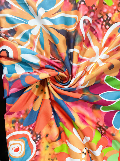 Sizes to 2XL, Vibrant Boho Floral Print. Sleeveless. Tank Top Dress