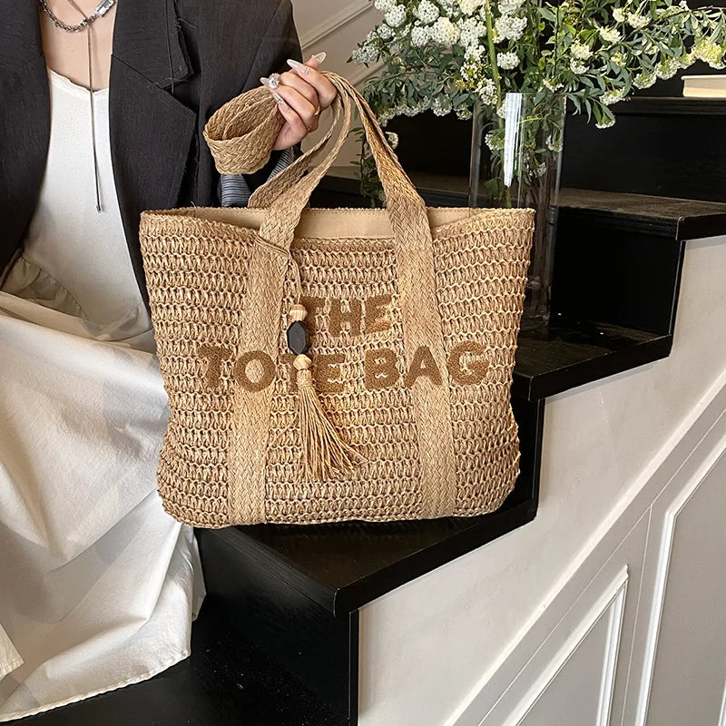 French Style Large Capacity Woven Straw Bag